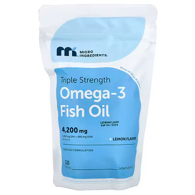 Micro Ingredients, Omega-3 Fish Oil, Triple Strength, Lemon, 120 Softgels (1,400 mg per Softgel)