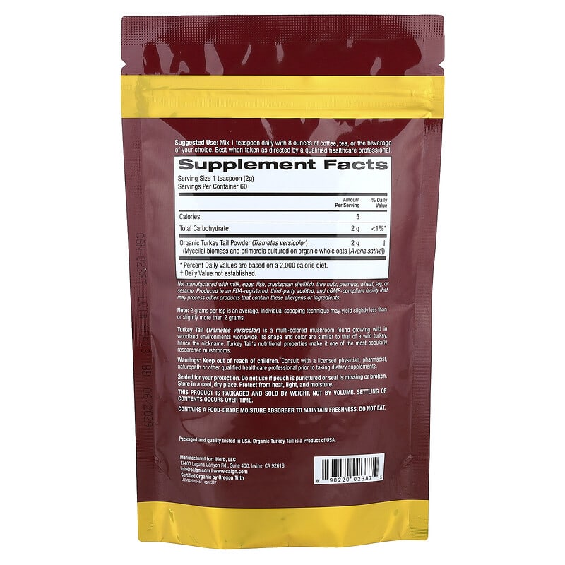California Gold Nutrition, Fungiology®, Certified Organic Turkey Tail Powder, 4.2 oz (120 g)