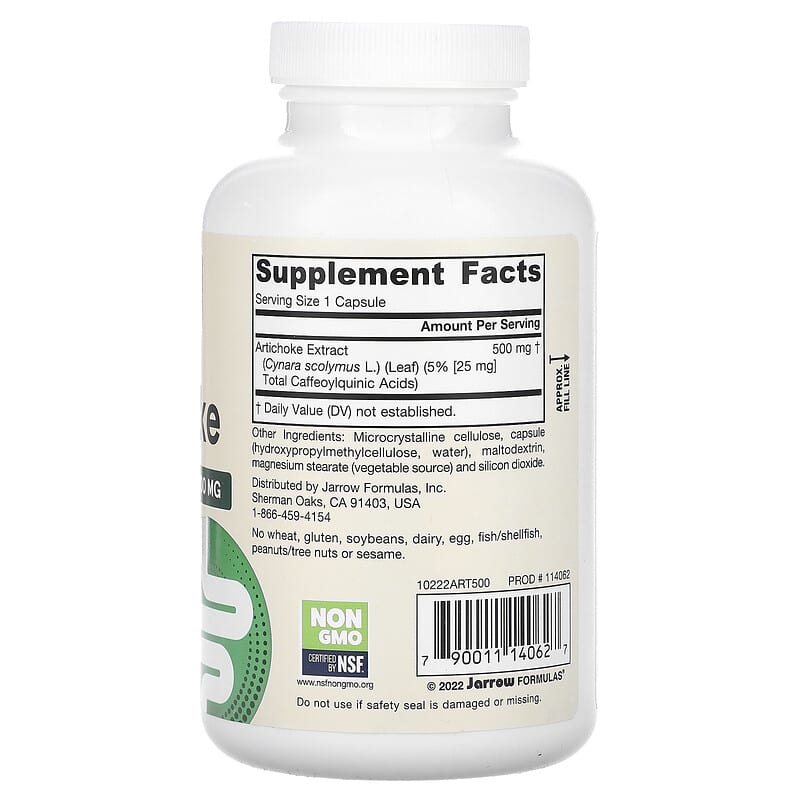 Jarrow Formulas, Artichoke, 500 mg, 180 Veggie Capsules