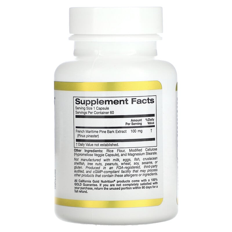 California Gold Nutrition, French Maritime Pine Bark Extract, Oligopin, 100 mg, 60 Veggie Capsules