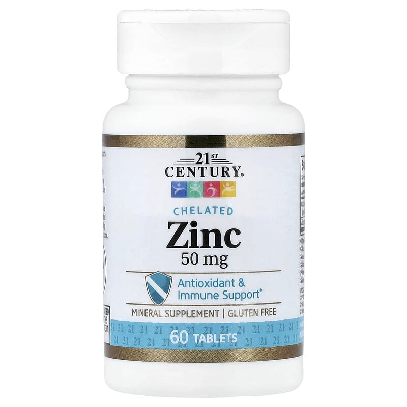 21st Century, Chelated Zinc, 50 mg, 60 Tablets