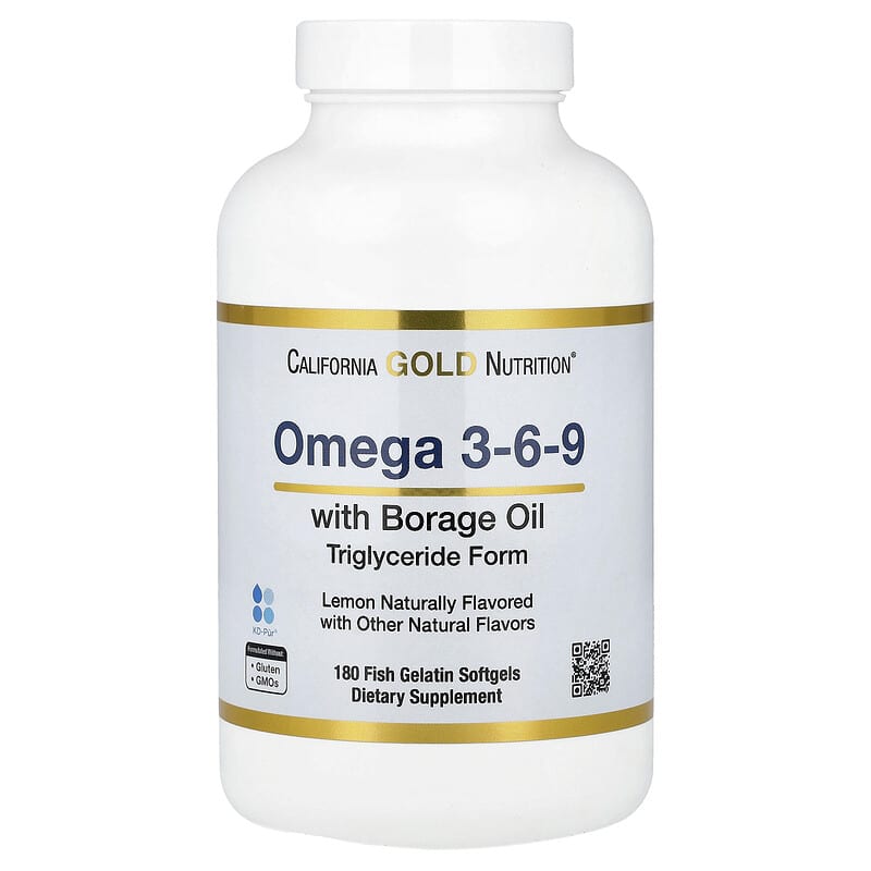 California Gold Nutrition, Omega 3-6-9s, with Omega-3 Fish Oil, 180 Fish Gelatine Capsules
