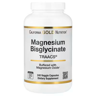 California Gold Nutrition, Magnesium Bisglycinate Chelate, Albion TRAACS®, 240 Veggie Capsules (100 mg per Capsule)