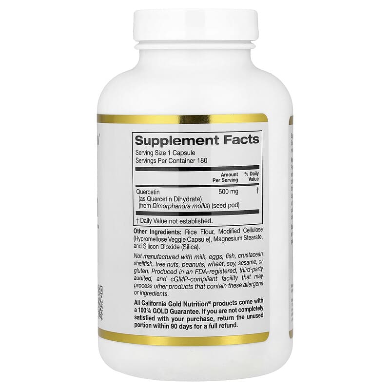 California Gold Nutrition, Quercetin, 500 mg, 180 Veggie Capsules