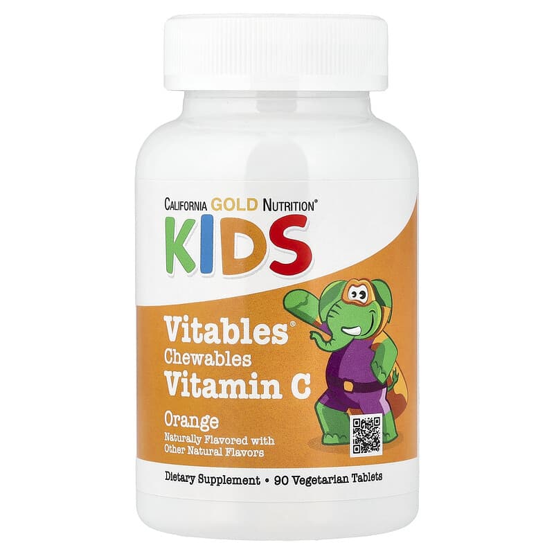 California Gold Nutrition, Vitables®, Chewable Vitamin C with Bioflavonoid Complex for Children, Orange, 90 Vegetarian Tablets