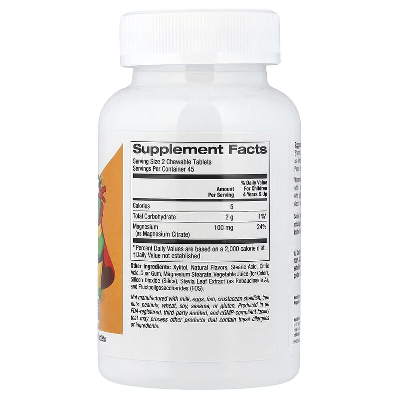 California Gold Nutrition, Chewable Magnesium for Children, Cherry, 90 Vegetarian Tablets (50 mg per Tablet)