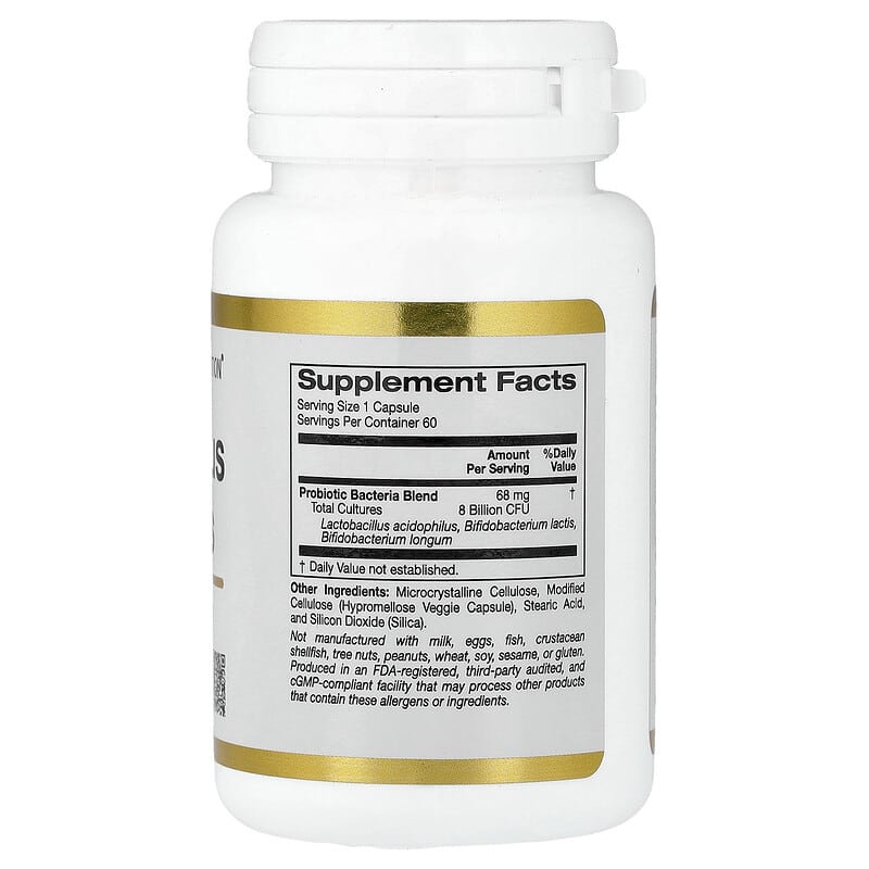 California Gold Nutrition, Acidophilus and Bifidus, Probiotic Blend with Lactobacillus acidophilus, Bifidobacterium lactis, and Bifidobacterium longum, 60 Veggie Capsules