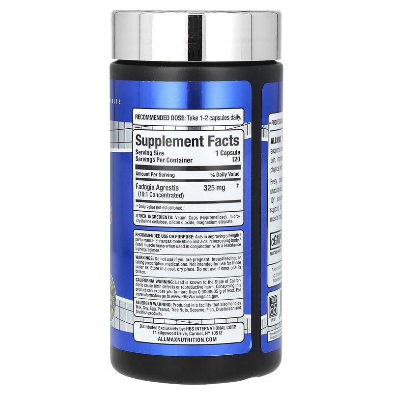 ALLMAX, Essentials, Fadogia Agrestis, 325 mg, 120 Capsules