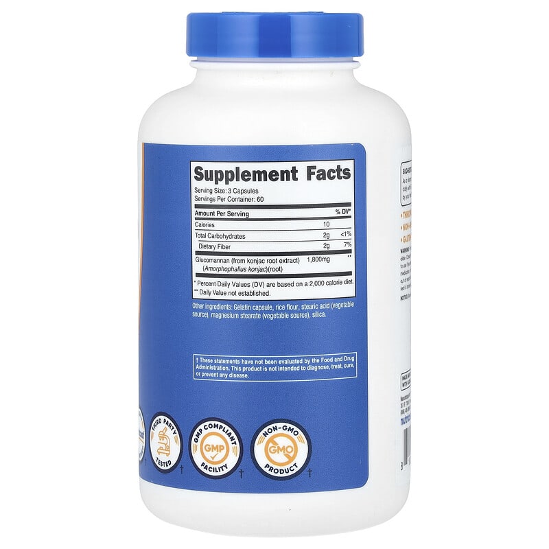 Nutricost, Glucomannan Konjac Root Extract, 180 Capsules (600 mg per Capsule)
