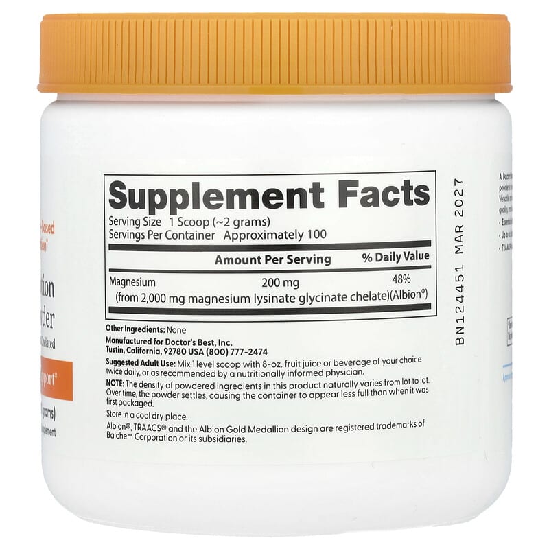 Doctor's Best, High Absorption Magnesium Powder, 200 g (7.1 oz)