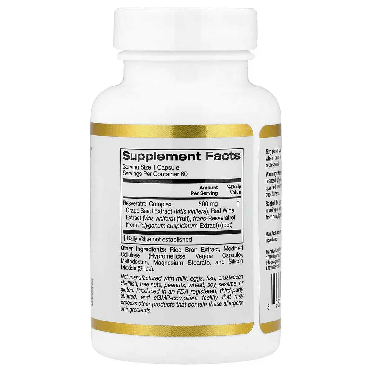 California Gold Nutrition, Resveratrol Complex with Grape Seed Extract, Red Wine Extract, and trans-Resveratrol, 60 Veggie Capsules