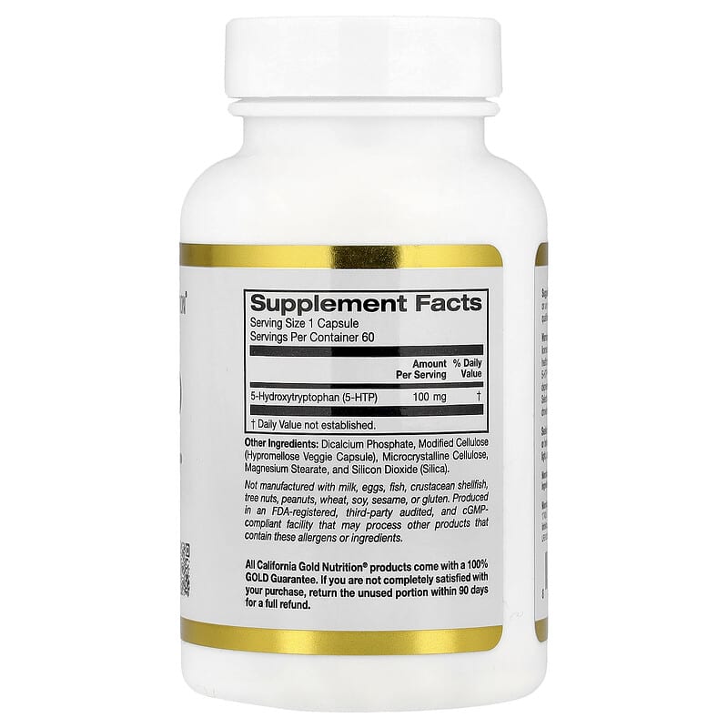 California Gold Nutrition, 5-HTP, 100 mg, 60 Veggie Capsules
