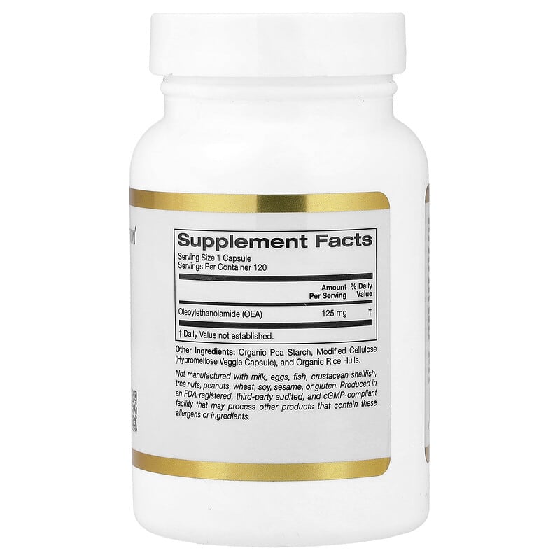 California Gold Nutrition, OEA Oleoylethanolamide, 125 mg, 120 Veggie Capsules