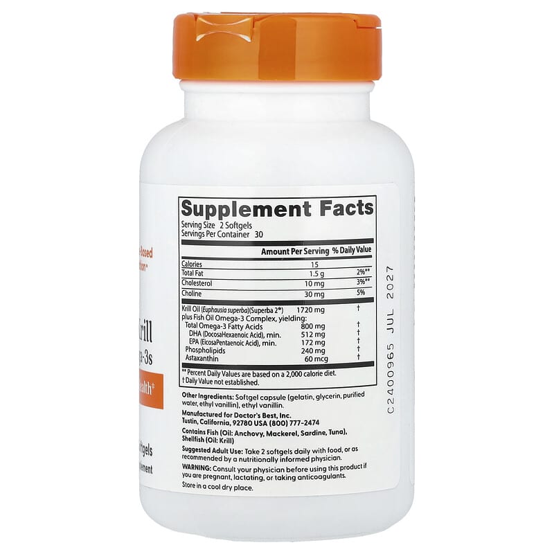Doctor's Best, Enhanced Krill Plus Omega-3s, 60 Softgels
