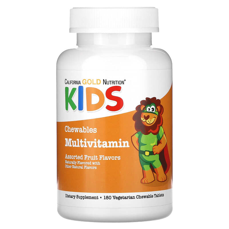 California Gold Nutrition, Chewable Multi-Vitamin with Vitamin A, Vitamin C, Vitamin E , 180 Vegetarian Tablets
