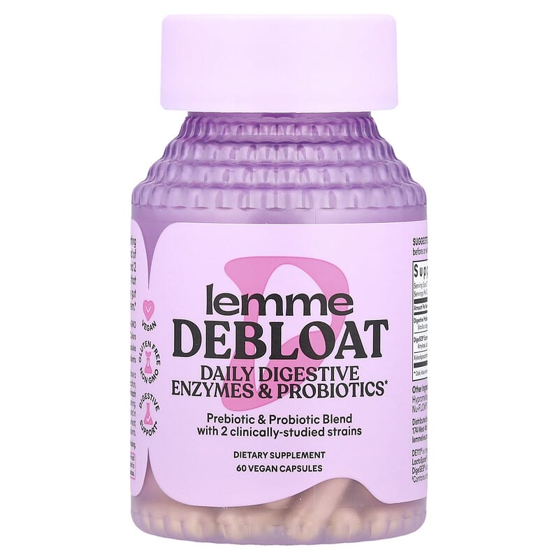 Lemme, Debloat, Daily Digestive Enzymes & Probiotics, 60 vegan capsules