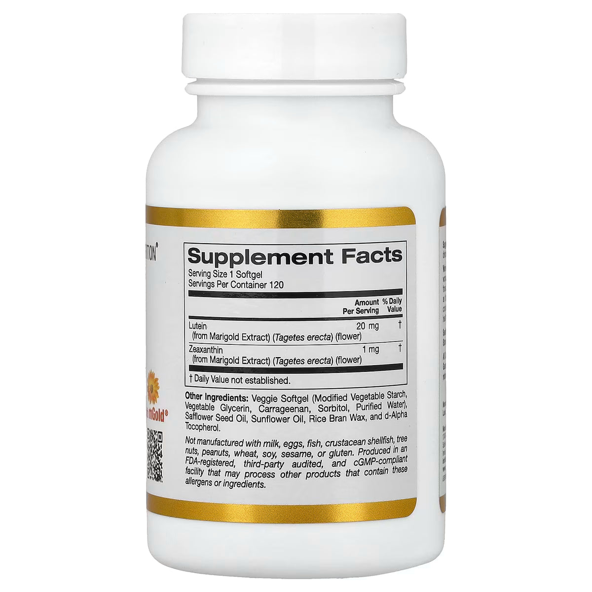 California Gold Nutrition, Lutein with Zeaxanthin from Marigold Extract, 120 Veggie Softgels