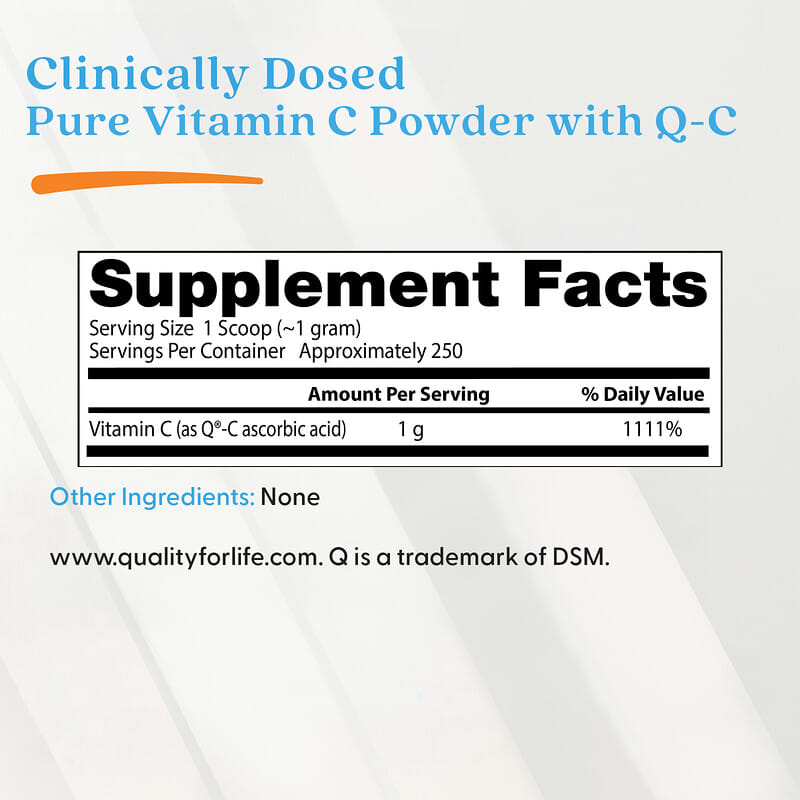 Doctor's Best, Pure Vitamin C Powder with Q®-C, 250 g