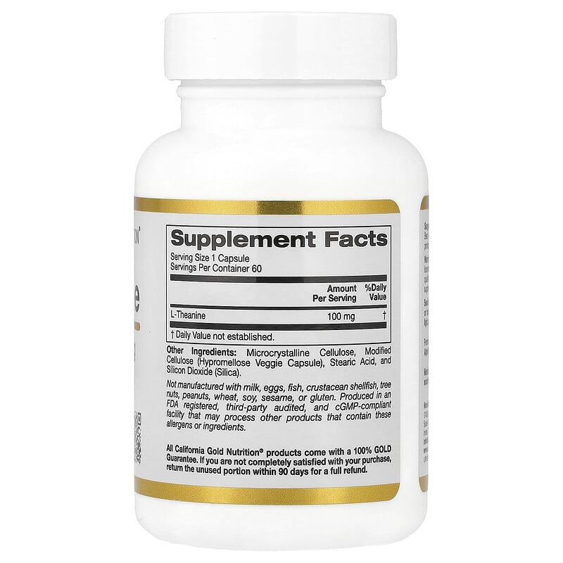 California Gold Nutrition, L-Theanine,  100 mg, 60 Veg Capsules