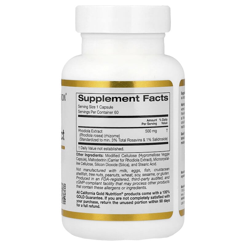 California Gold Nutrition, Rhodiola Extract, 500 mg, 60 Veggie Capsules