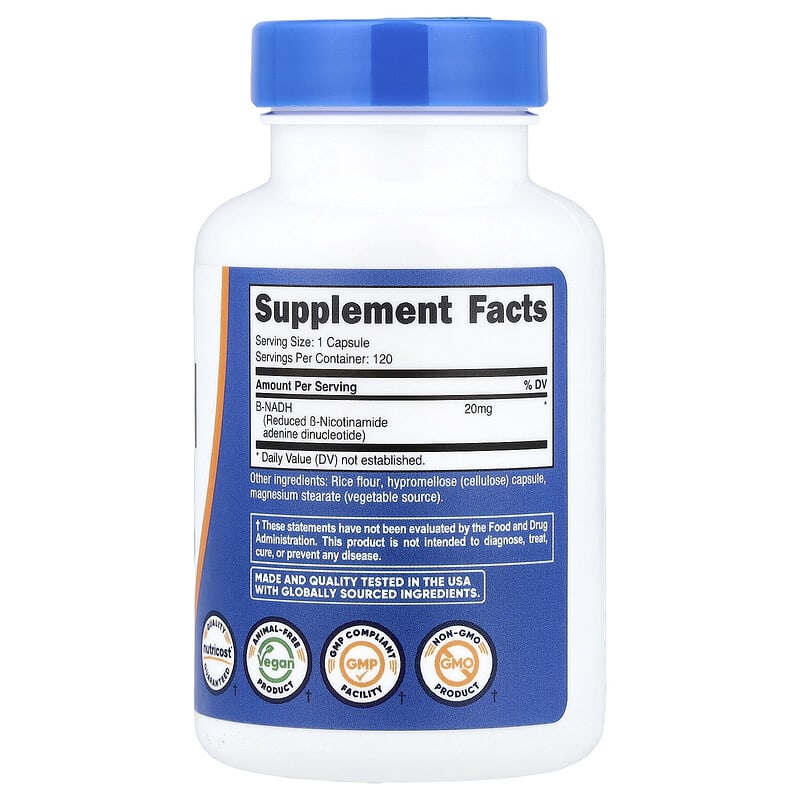 Nutricost, NADH, 20 mg, 120 Capsules