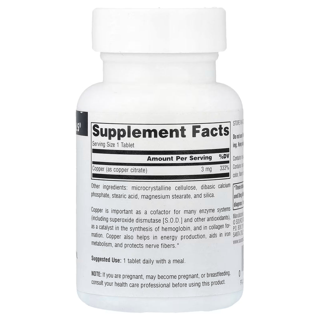 Source Naturals, Copper, 3 mg, 60 Tablets