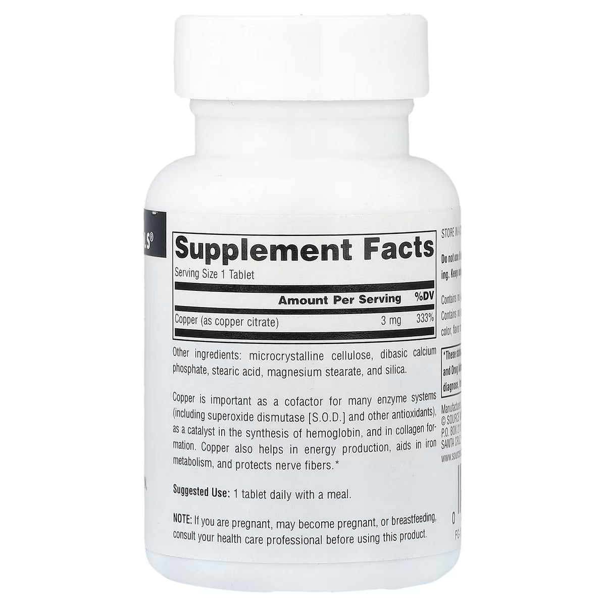 Source Naturals, Copper, 3 mg, 60 Tablets