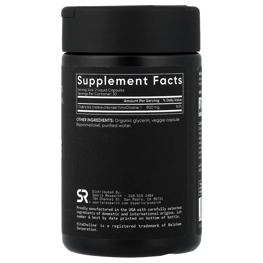 Sports Research, Choline, 60 Liquid Veggie Capsules (400 mg per Capsule)