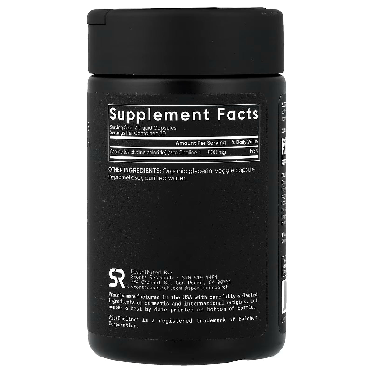 Sports Research, Choline, 60 Liquid Veggie Capsules (400 mg per Capsule)