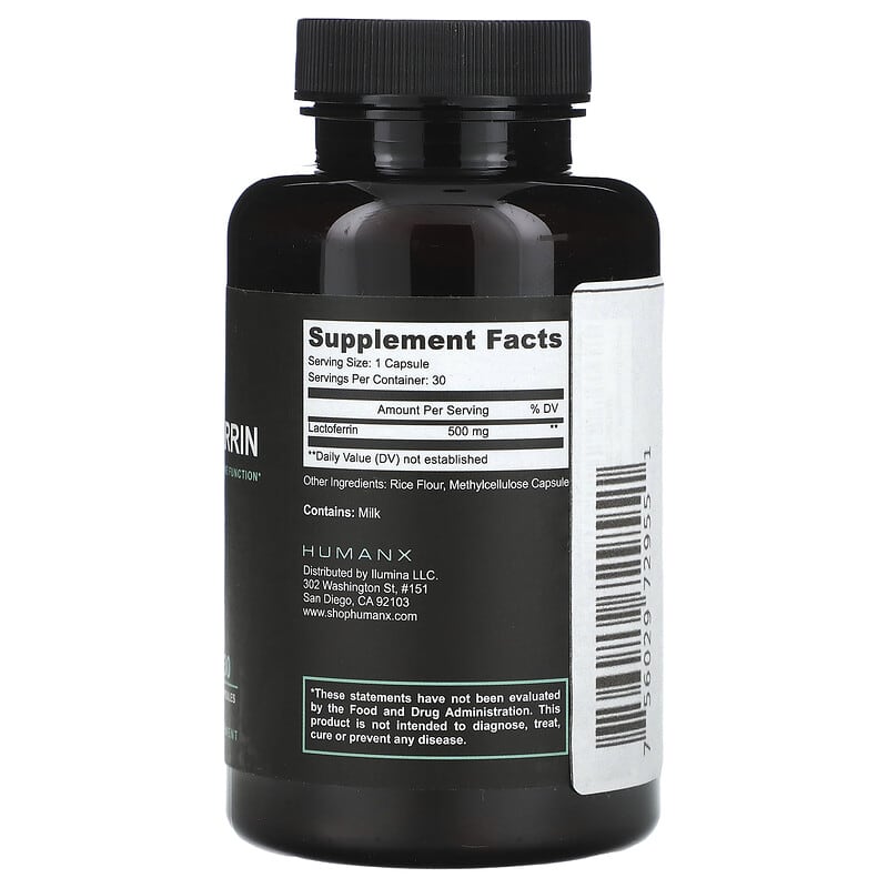 Humanx, Lactoferrin, 500 mg, 30 Capsules