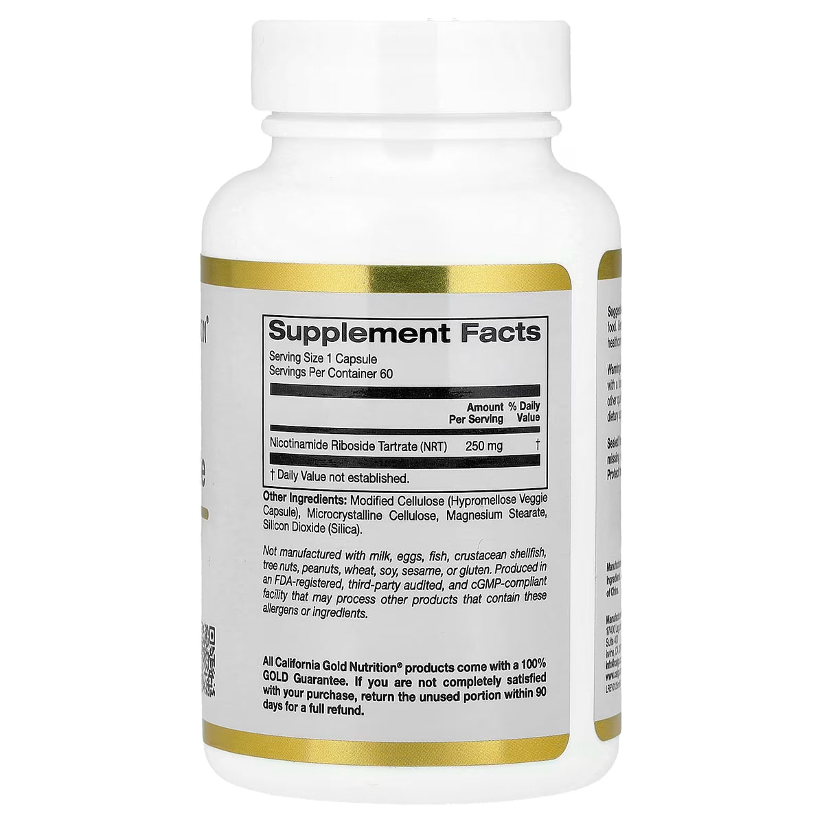 California Gold Nutrition, Nicotinamide Riboside Tartrate (NRT), 250 mg, 60 Veggie Capsules