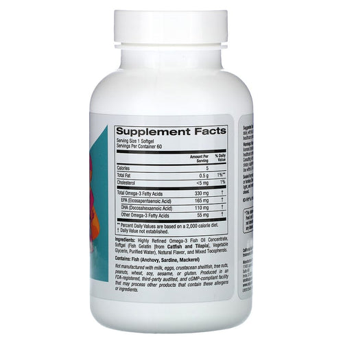 California Gold Nutrition, Kid's Omega-3 Fish Oil, Natural Strawberry, 60 Fish Gelatin Softgels