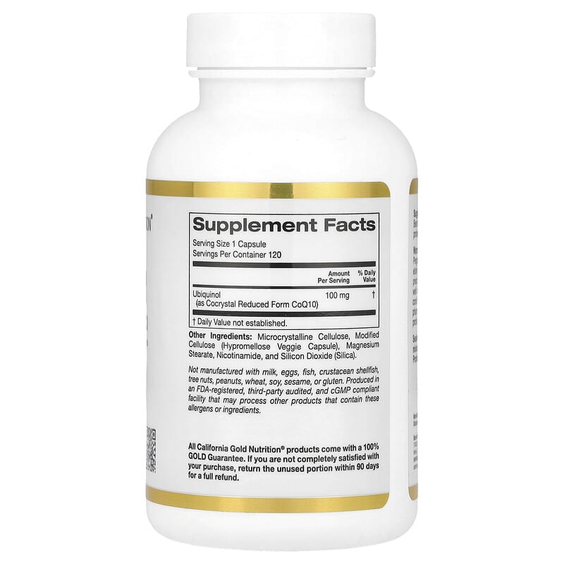 California Gold Nutrition, Ubiquinol Reduced Form CoQ10, 100 mg, 120 Veggie Capsules