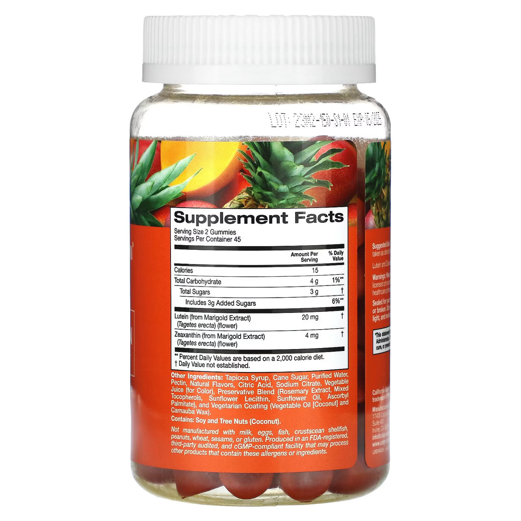 California Gold Nutrition, Lutein and Zeaxanthin Gummies, Tropical Fruit, 90 Vegetarian Gummies