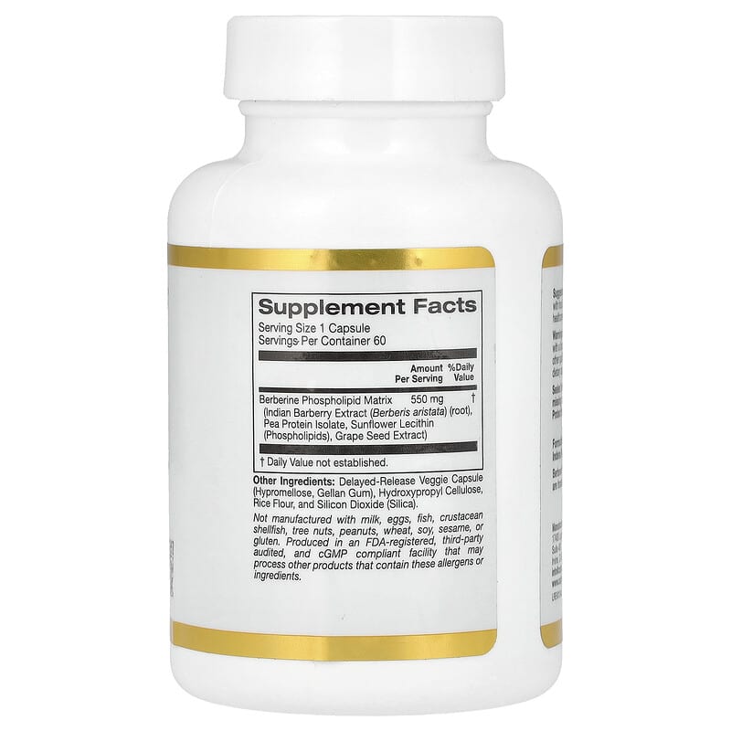 California Gold Nutrition, Berberine Advanced, Berbevis Phytosome with Berberine Phospholipid, 550 mg, 60 Veggie Capsules