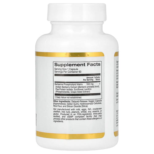 California Gold Nutrition, Berberine Advanced, Berbevis Phytosome with Berberine Phospholipid, 550 mg, 60 Veggie Capsules