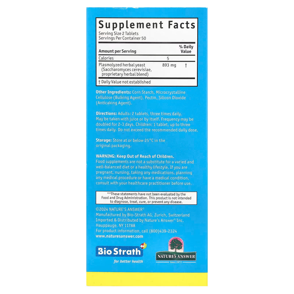 Bio-Strath, Fermented Herbal Yeast Postbiotic, 100 Tablets