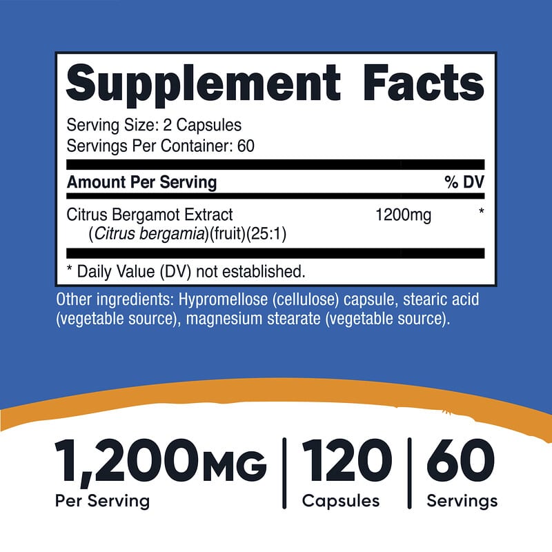 Nutricost, Citrus Bergamot, 120 capsules (600 mg per capsule)