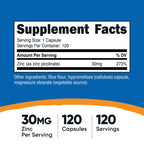 Nutricost, Zinc Picolinate, 30 mg, 120 Capsules