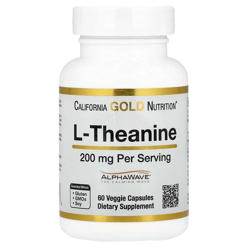 California Gold Nutrition, L-Theanine, Featuring AlphaWave®, 200 mg, 60 Veg Capsules