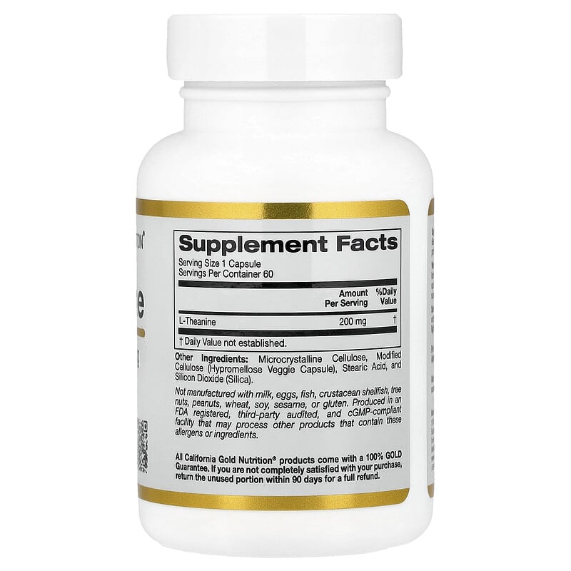 California Gold Nutrition, L-Theanine, Featuring AlphaWave®, 200 mg, 60 Veg Capsules