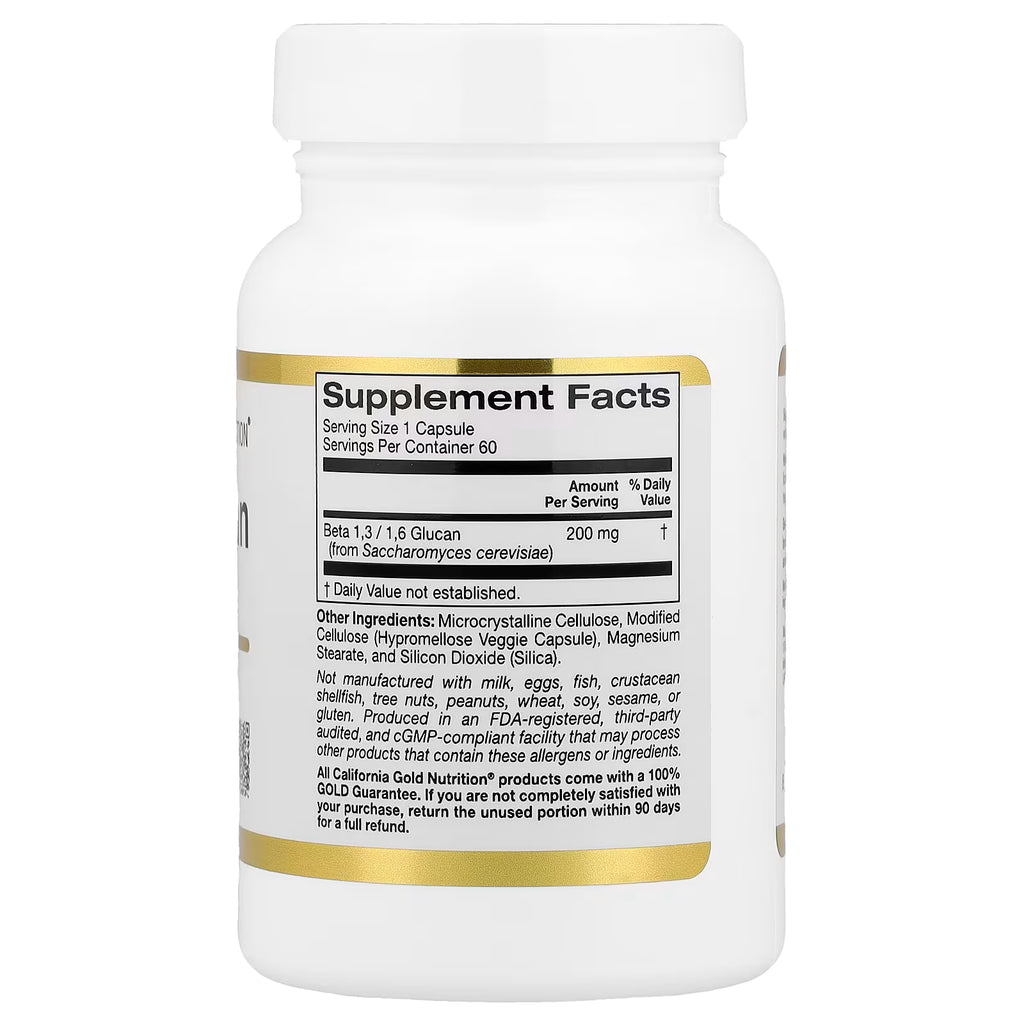 California Gold Nutrition, Beta Glucan 1-3, 1-6, 200 mg, 60 Veggie Capsules