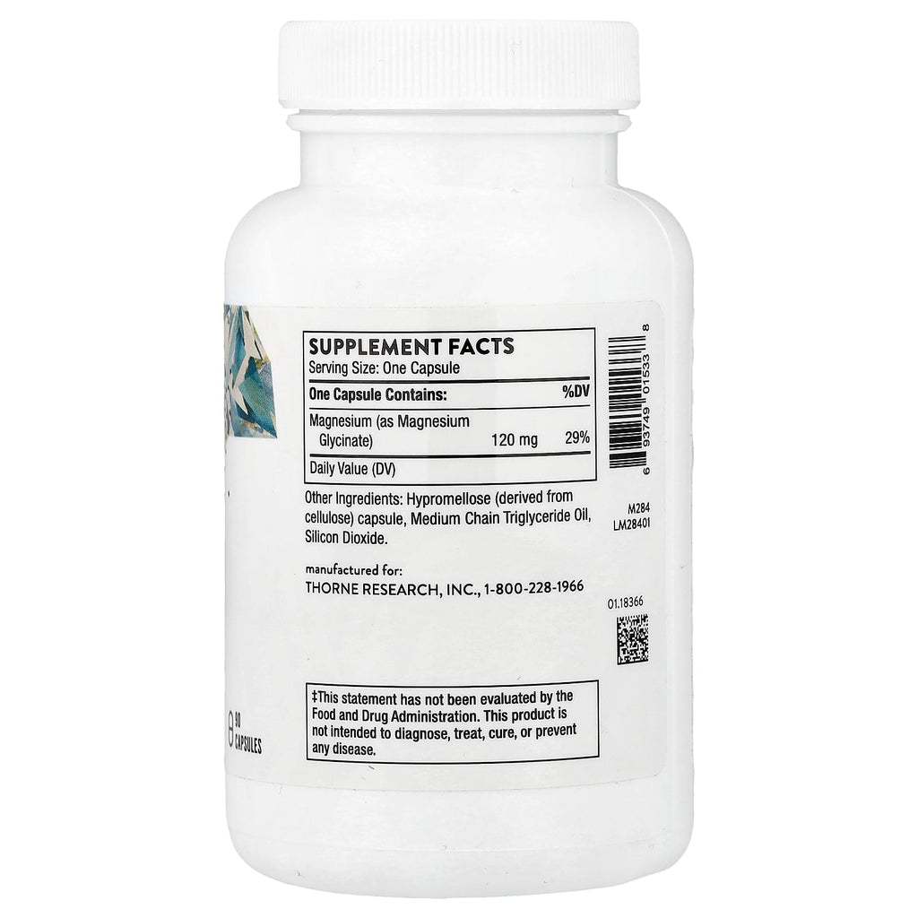 Thorne, Magnesium Glycinate, 90 Capsules (120 mg per Capsule)