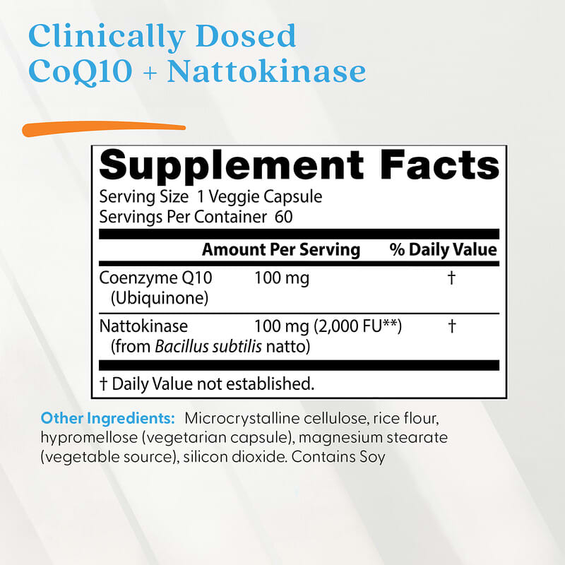 Doctor's Best, CoQ10 + Nattokinase, 60 Veg Caps