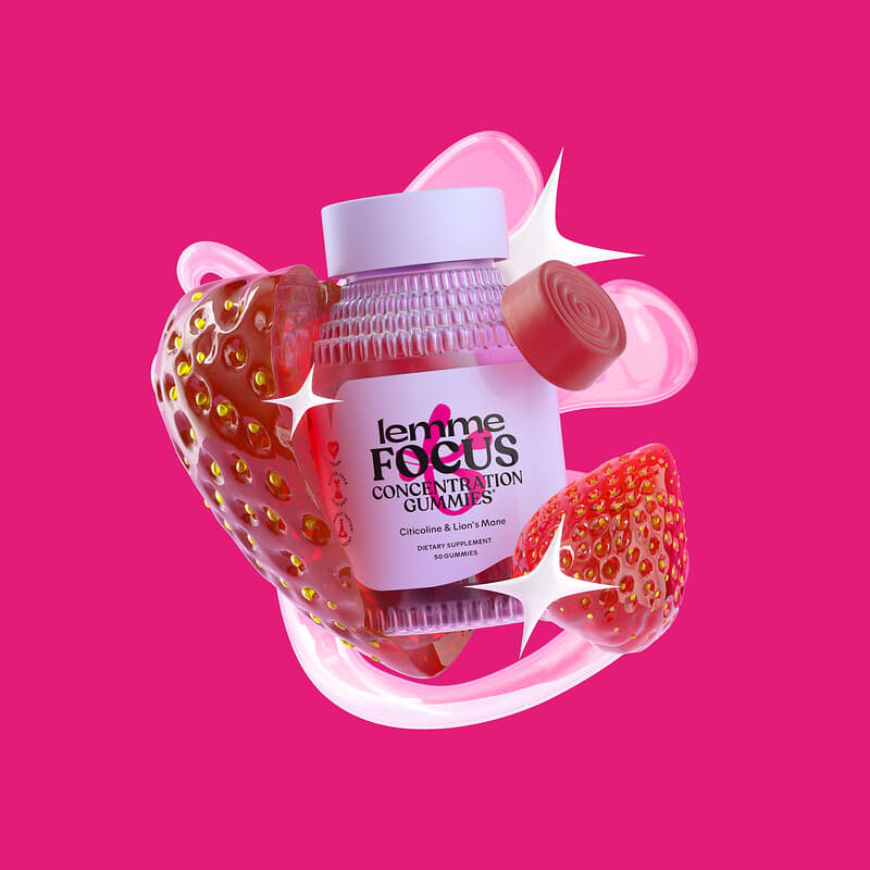 Lemme, Focus, Concentration Gummies, strawberry, 50 gummies