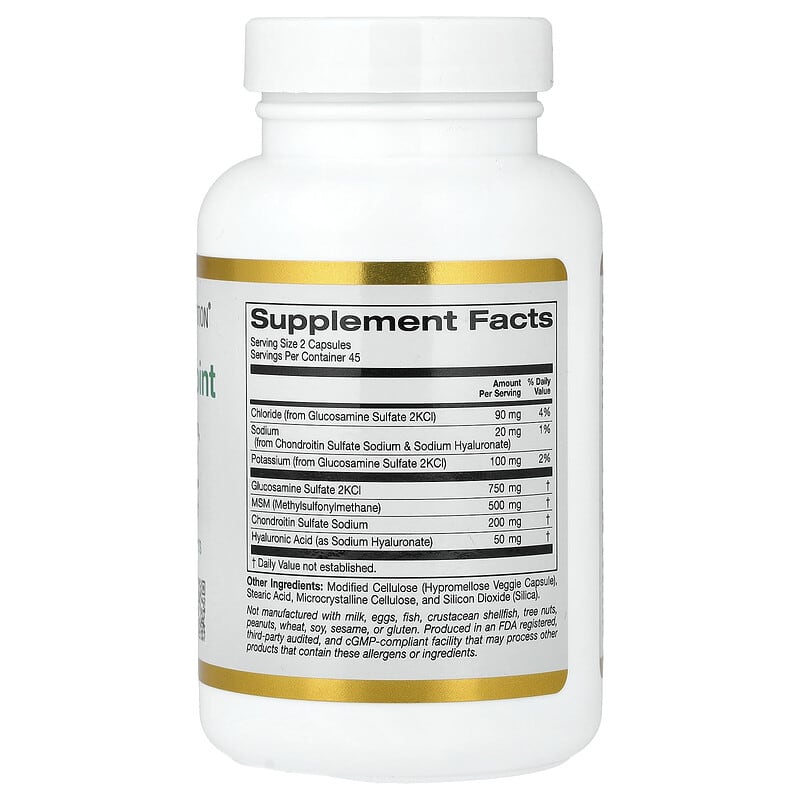 California Gold Nutrition, Total Veggie Joint Support Formula with Glucosamine, Chondroitin, MSM, and Hyaluronic Acid, 90 Veggie Capsules