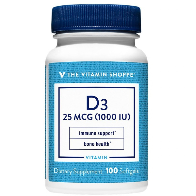 The Vitamin Shoppe, Vitamin D3, 25 mcg (1,000 IU), 100 Softgels