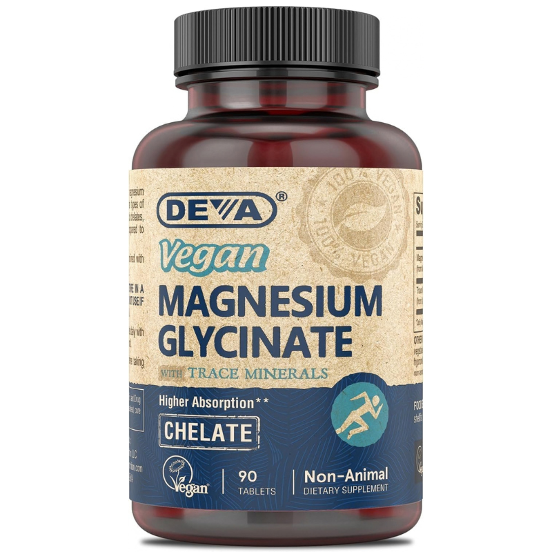 Deva, Vegan Magnesium Glycinate With Trace Minerals, 90 Tablets