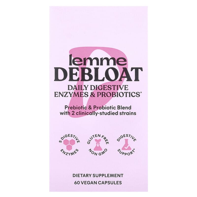 Lemme, Debloat, Daily Digestive Enzymes & Probiotics, 60 vegan capsules