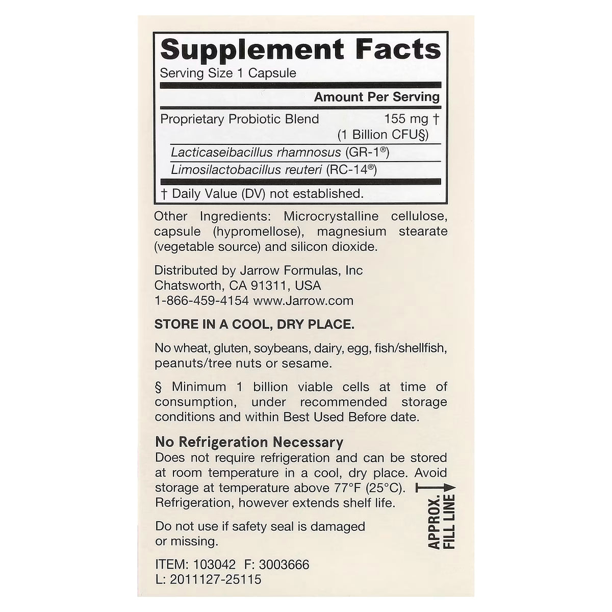 Jarrow Formulas, Vegan Fem Dophilus, 1 Billion CFU , 60 Veggie Capsules
